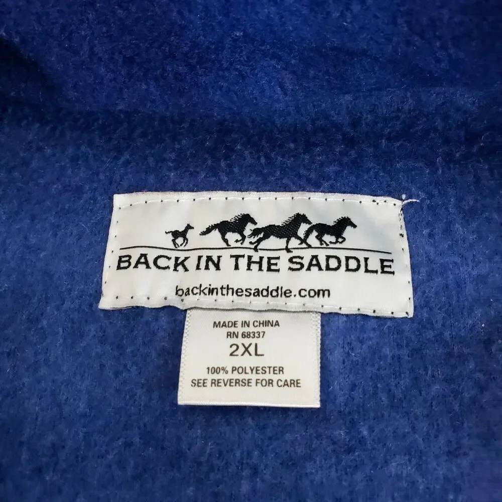 Back in the Saddle Equestrian Western Horse Fleece Jacket Mens XXL Cowboy Ranch